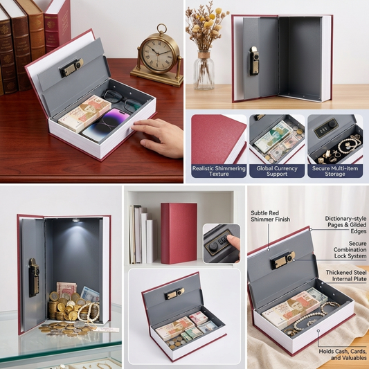 Secret Book Safe & Dictionary Money Locker with Combination Lock